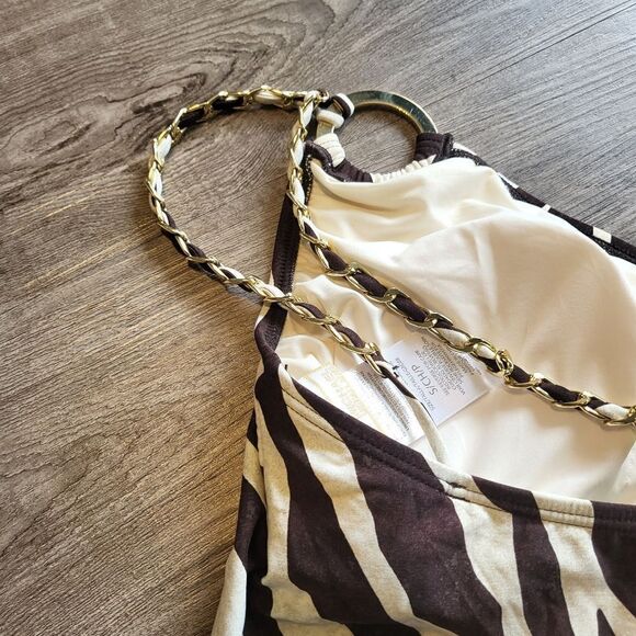 MICHAEL Michael Kors - Ghanzi Zebra Logo Ring One Shoulder Tankinia and bottom S - Picture 6 of 8
